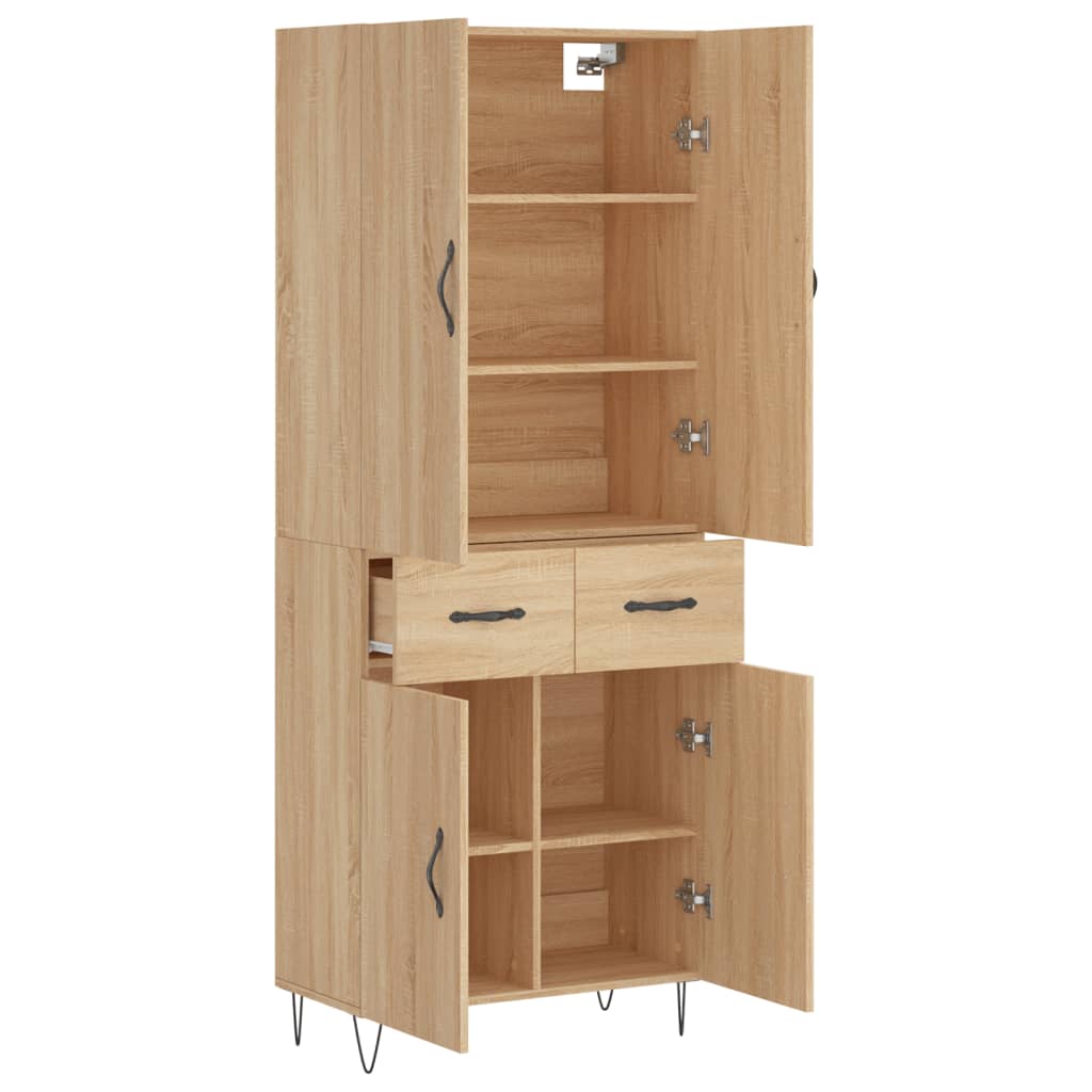 højskab 69,5x34x180 cm konstrueret træ sonoma-eg