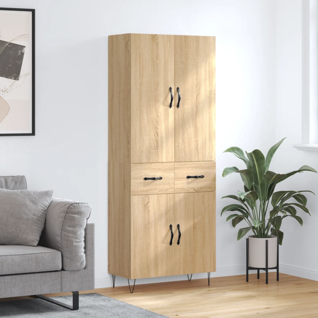 højskab 69,5x34x180 cm konstrueret træ sonoma-eg