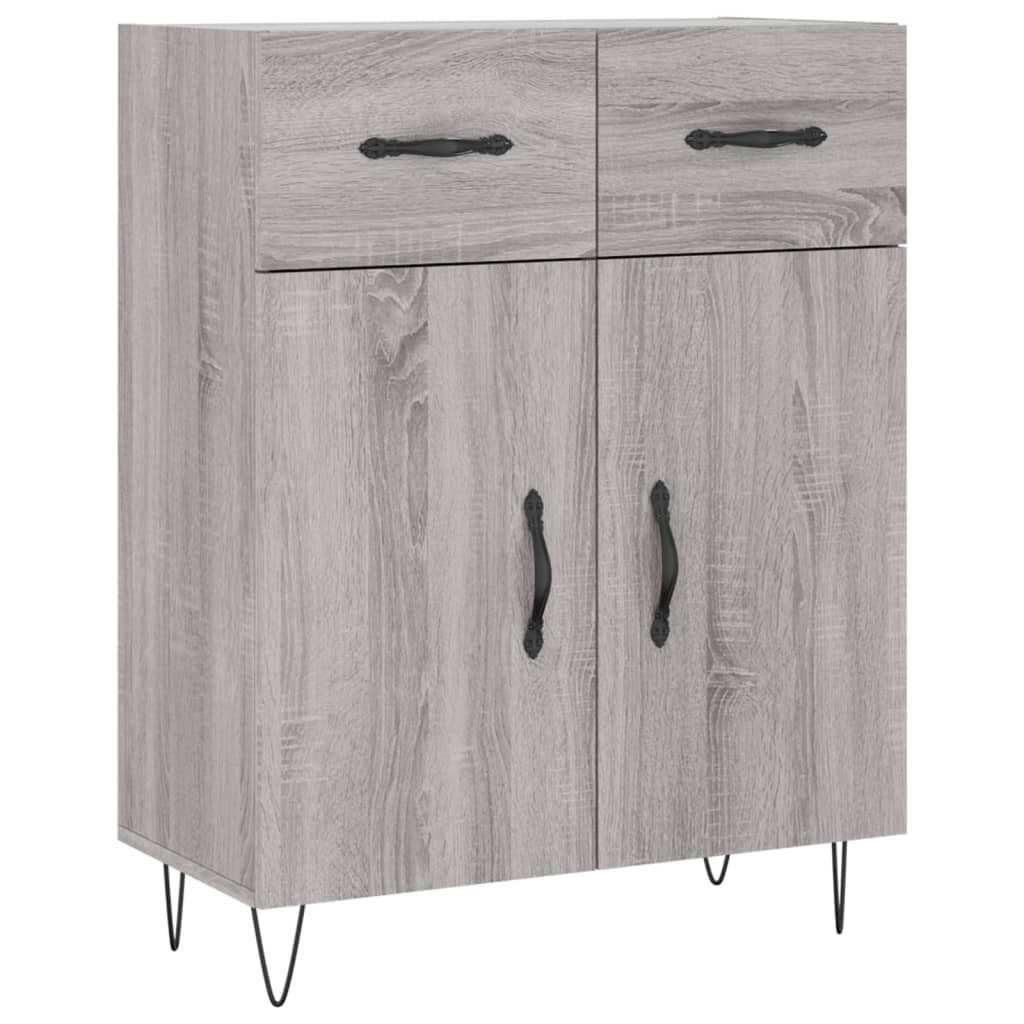 højskab 69,5x34x180 cm konstrueret træ grå sonoma-eg