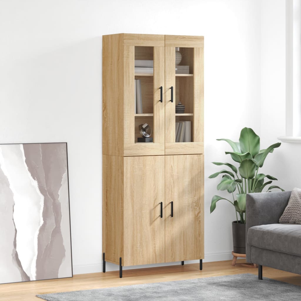 højskab 69,5x34x180 cm konstrueret træ sonoma-eg