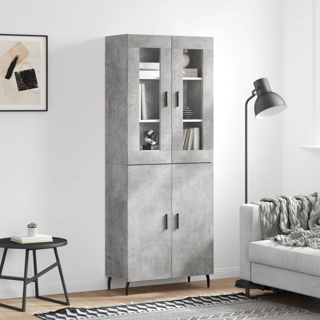 højskab 69,5x34x180 cm konstrueret træ betongrå