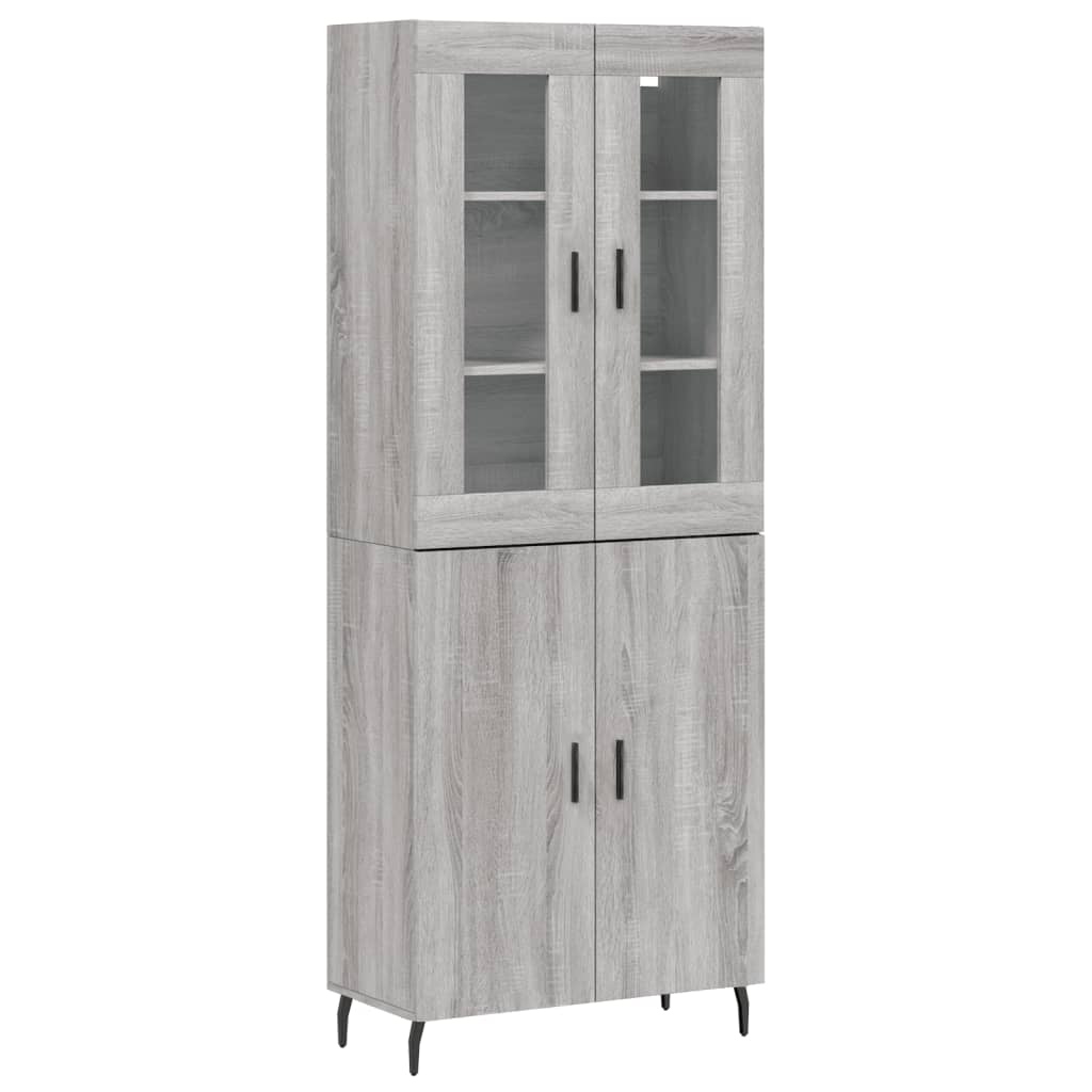 højskab 69,5x34x180 cm konstrueret træ grå sonoma-eg