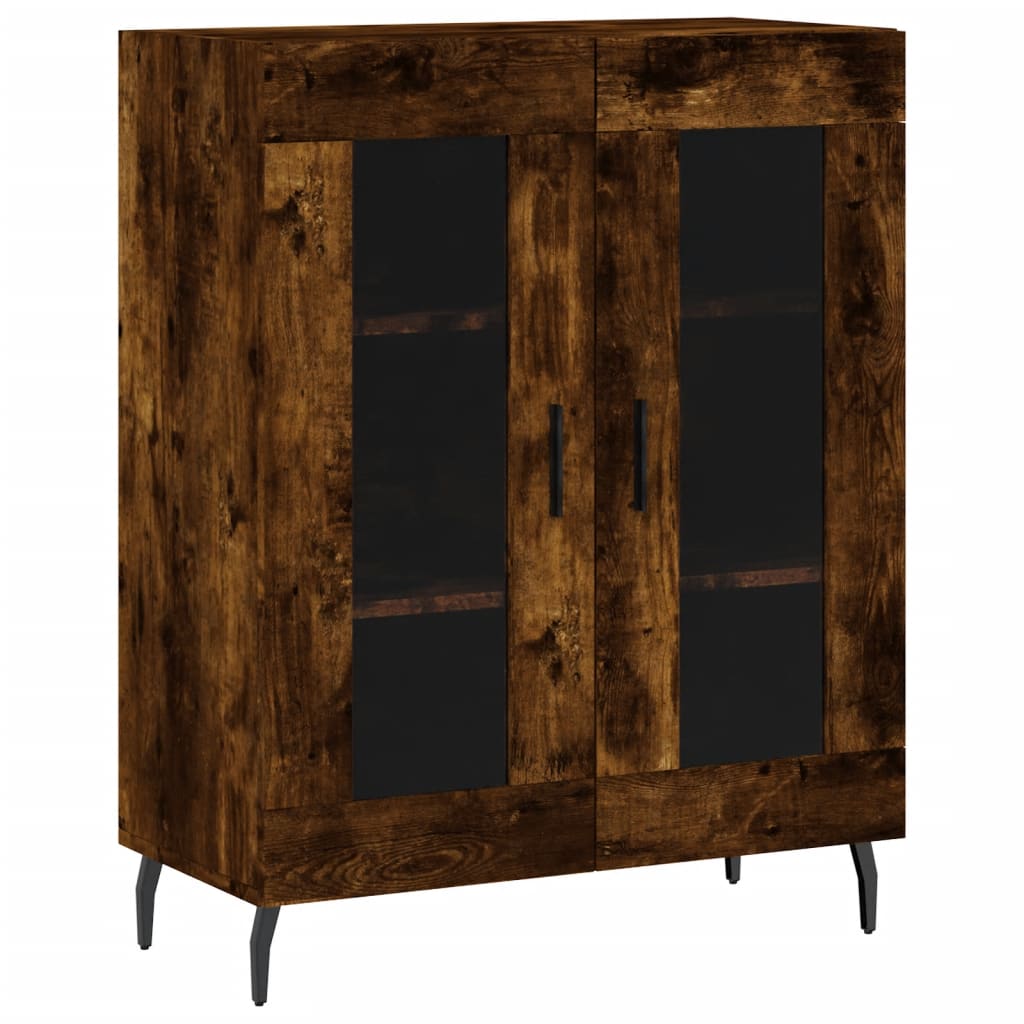 højskab 69,5x34x180 cm konstrueret træ røget egetræsfarve