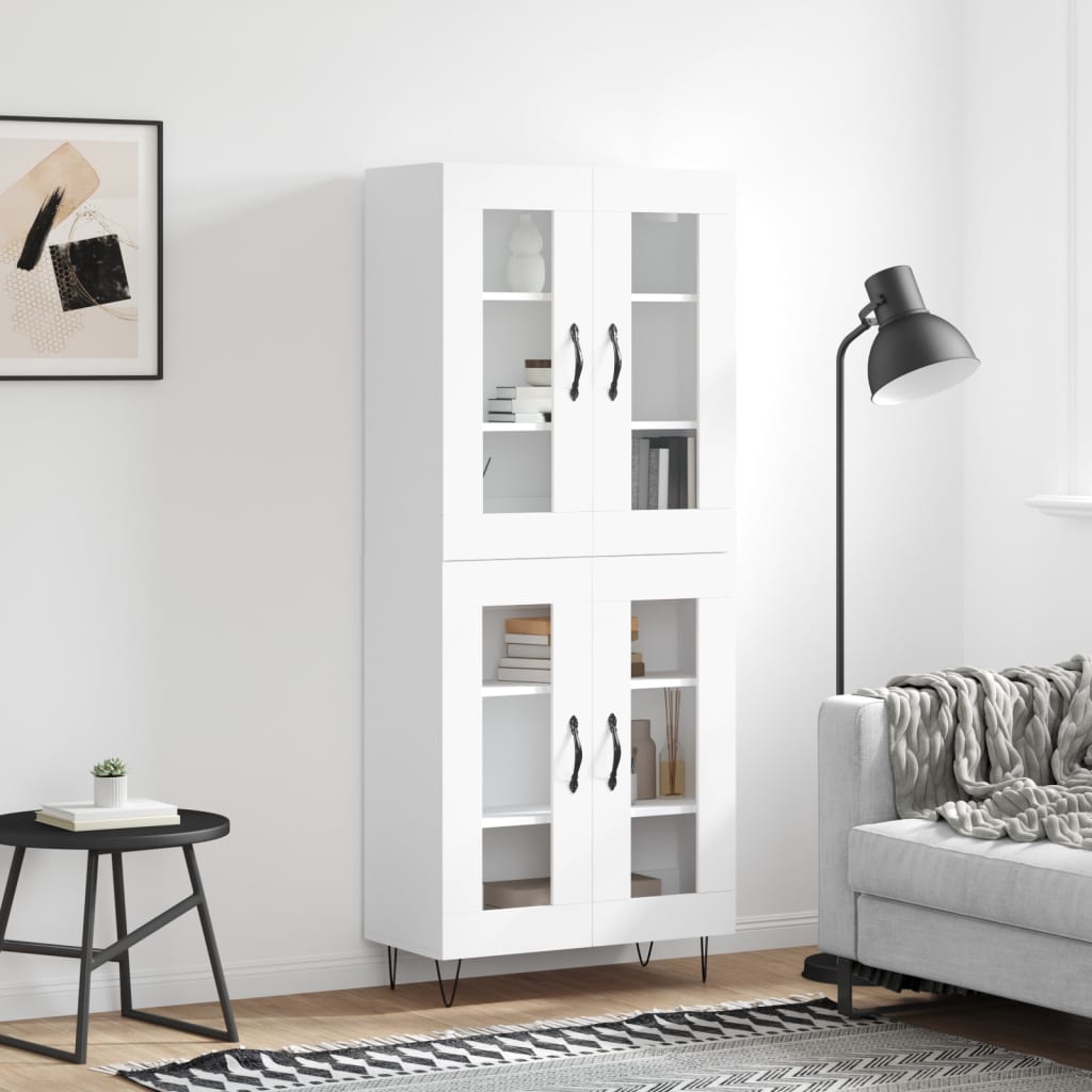 højskab 69,5x34x180 cm konstrueret træ hvid