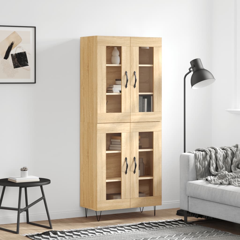højskab 69,5x34x180 cm konstrueret træ sonoma-eg