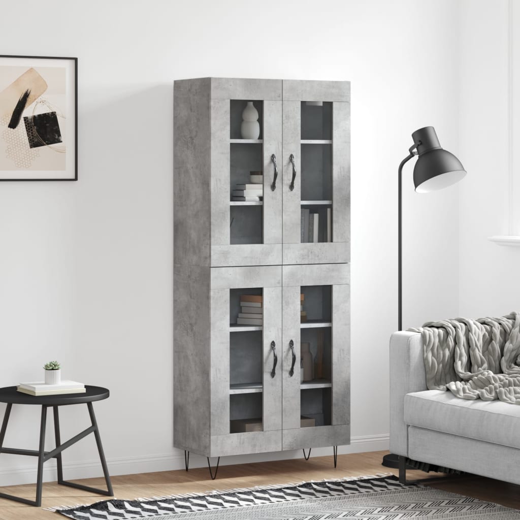 højskab 69,5x34x180 cm konstrueret træ betongrå