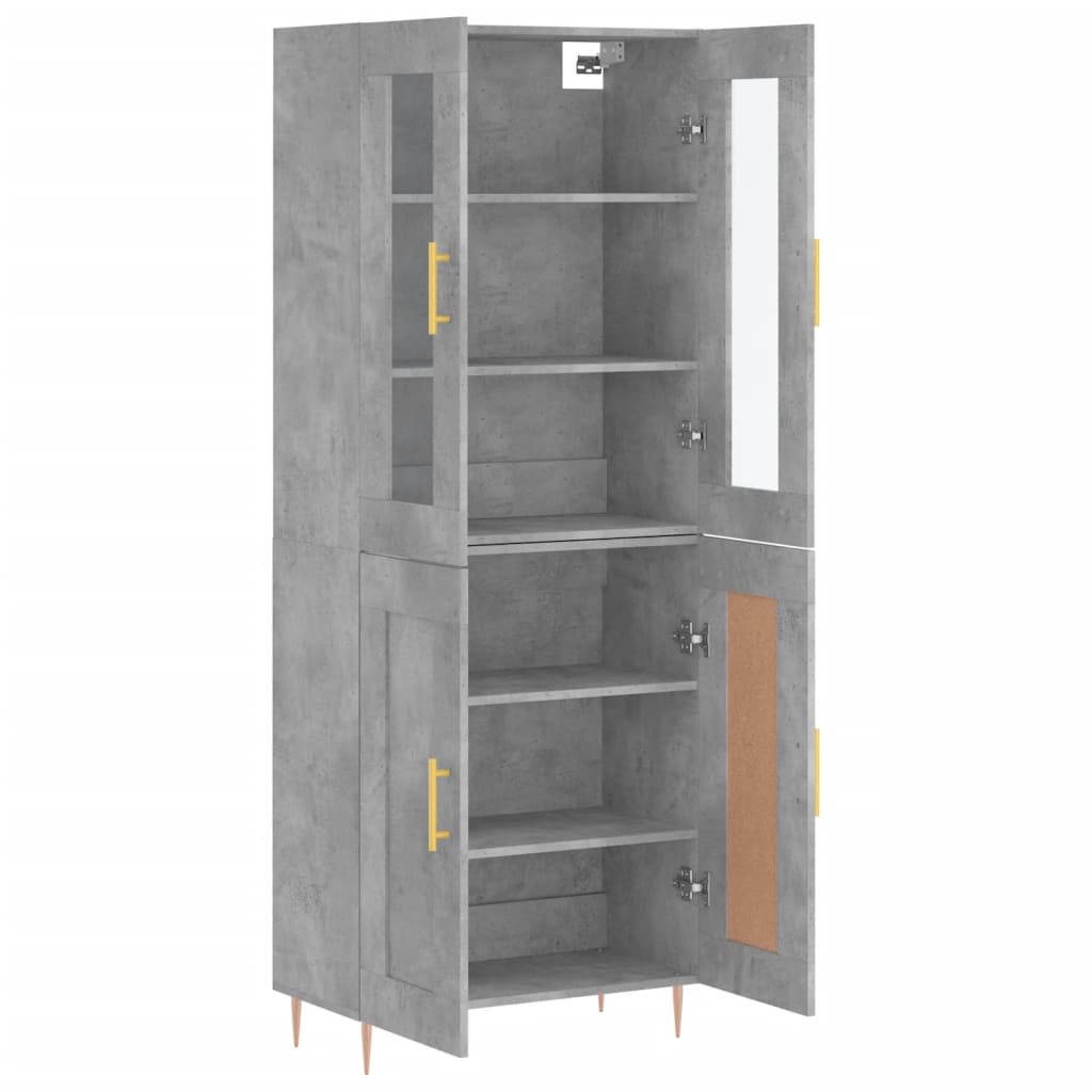 højskab 69,5x34x180 cm konstrueret træ betongrå