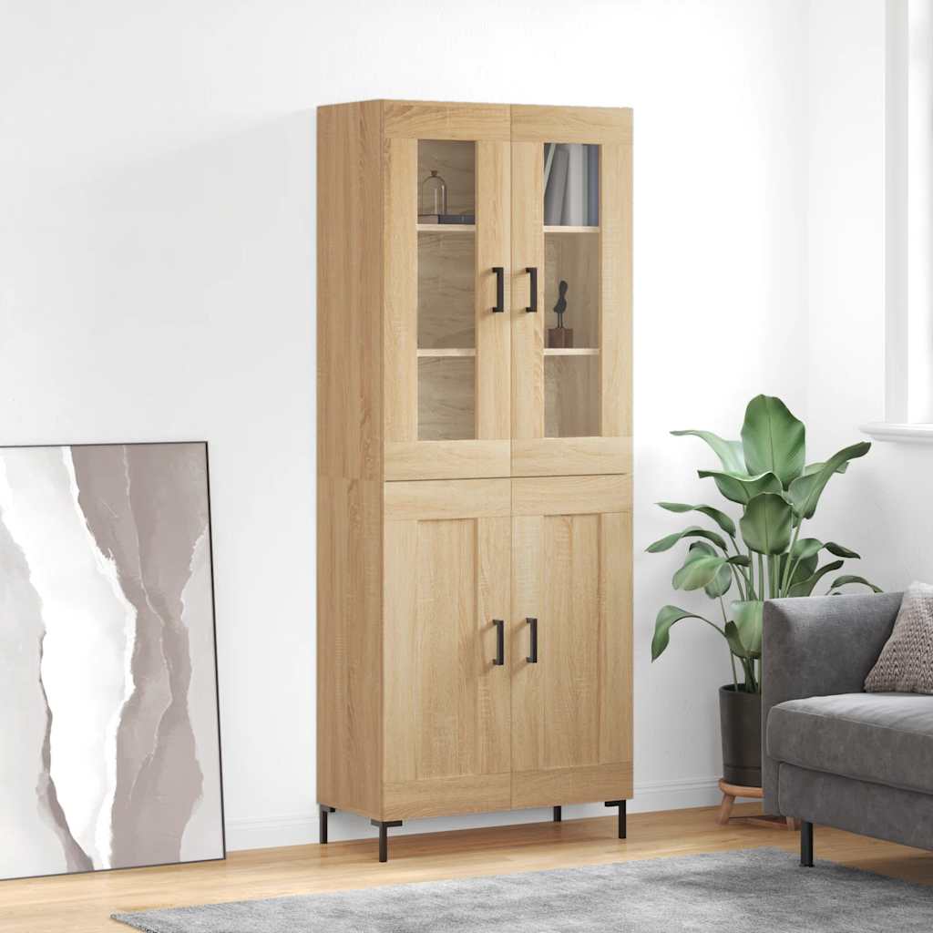 højskab 69,5x34x180 cm konstrueret træ sonoma-eg