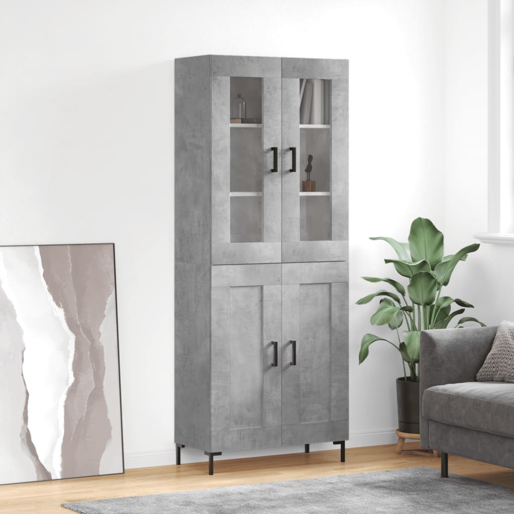 højskab 69,5x34x180 cm konstrueret træ betongrå