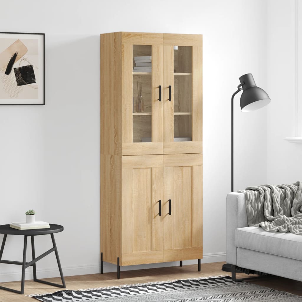 højskab 69,5x34x180 cm konstrueret træ sonoma-eg