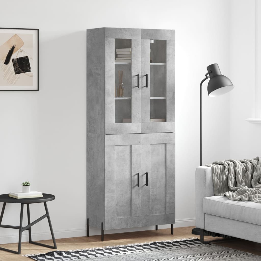 højskab 69,5x34x180 cm konstrueret træ betongrå