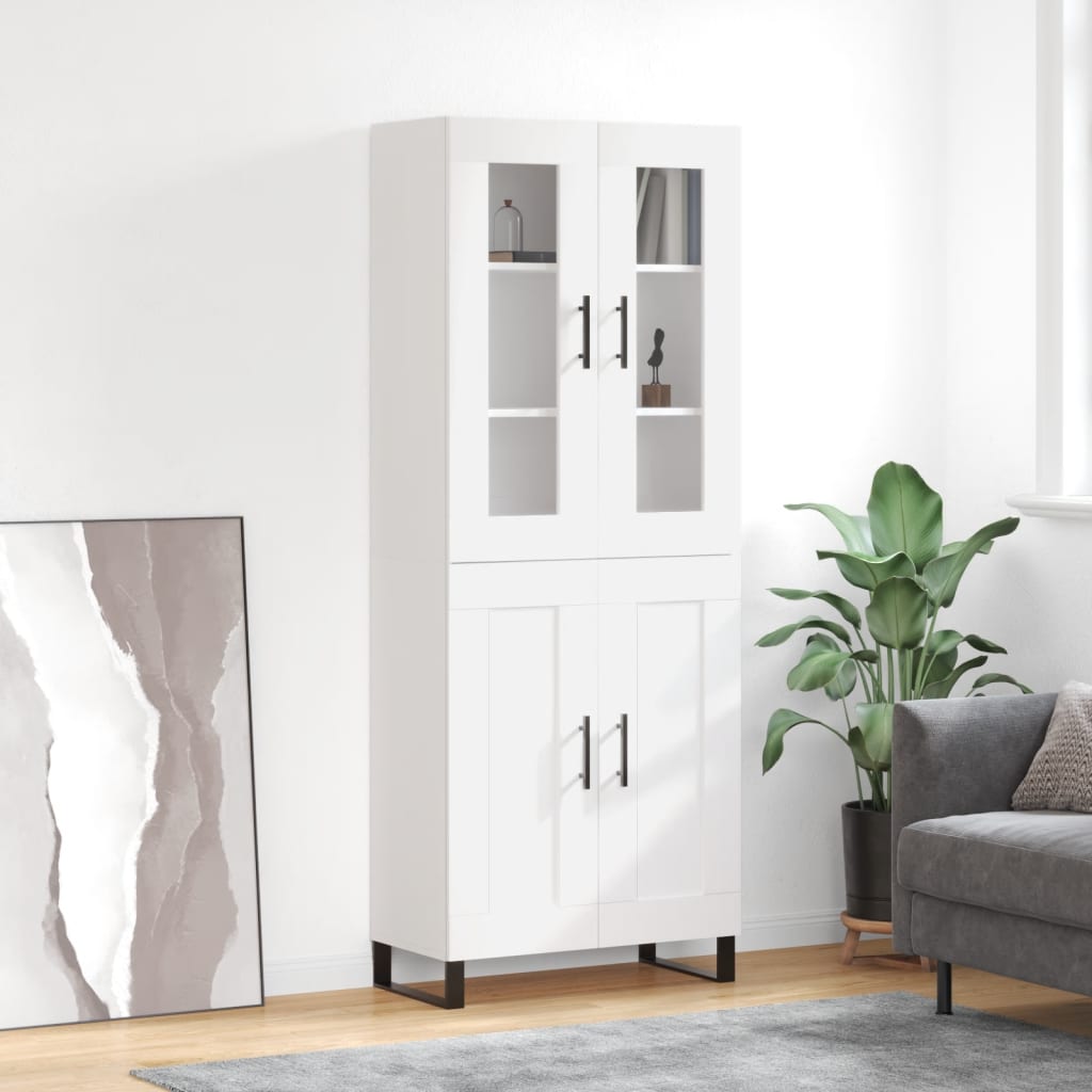 højskab 69,5x34x180 cm konstrueret træ hvid
