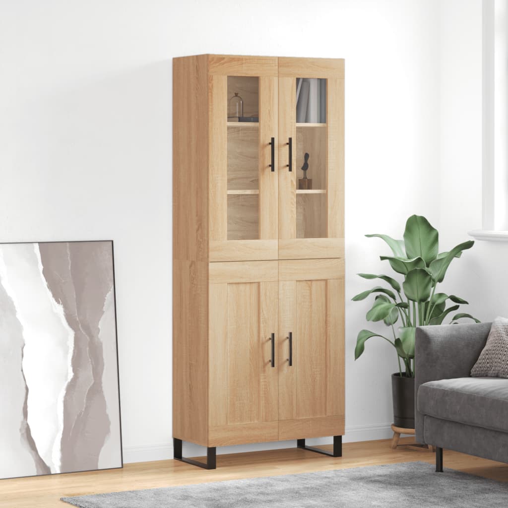 højskab 69,5x34x180 cm konstrueret træ sonoma-eg