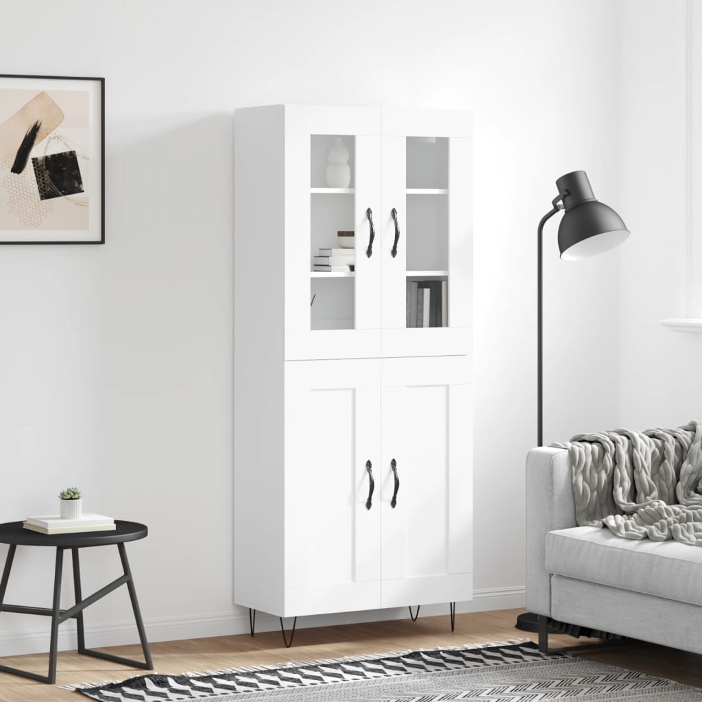højskab 69,5x34x180 cm konstrueret træ hvid