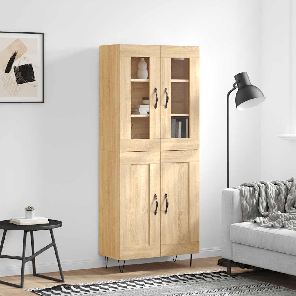 højskab 69,5x34x180 cm konstrueret træ sonoma-eg