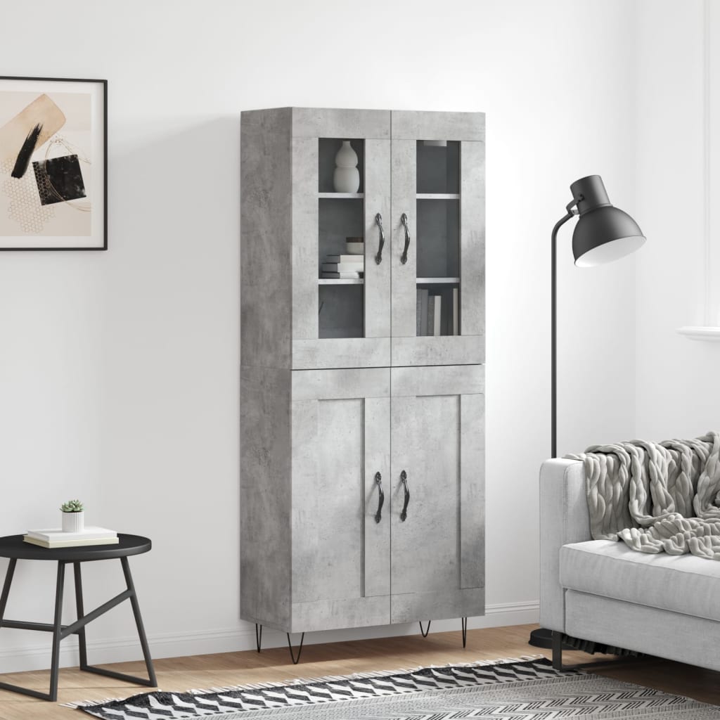 højskab 69,5x34x180 cm konstrueret træ betongrå