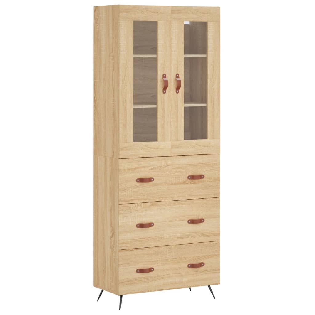 højskab 69,5x34x180 cm konstrueret træ sonoma-eg