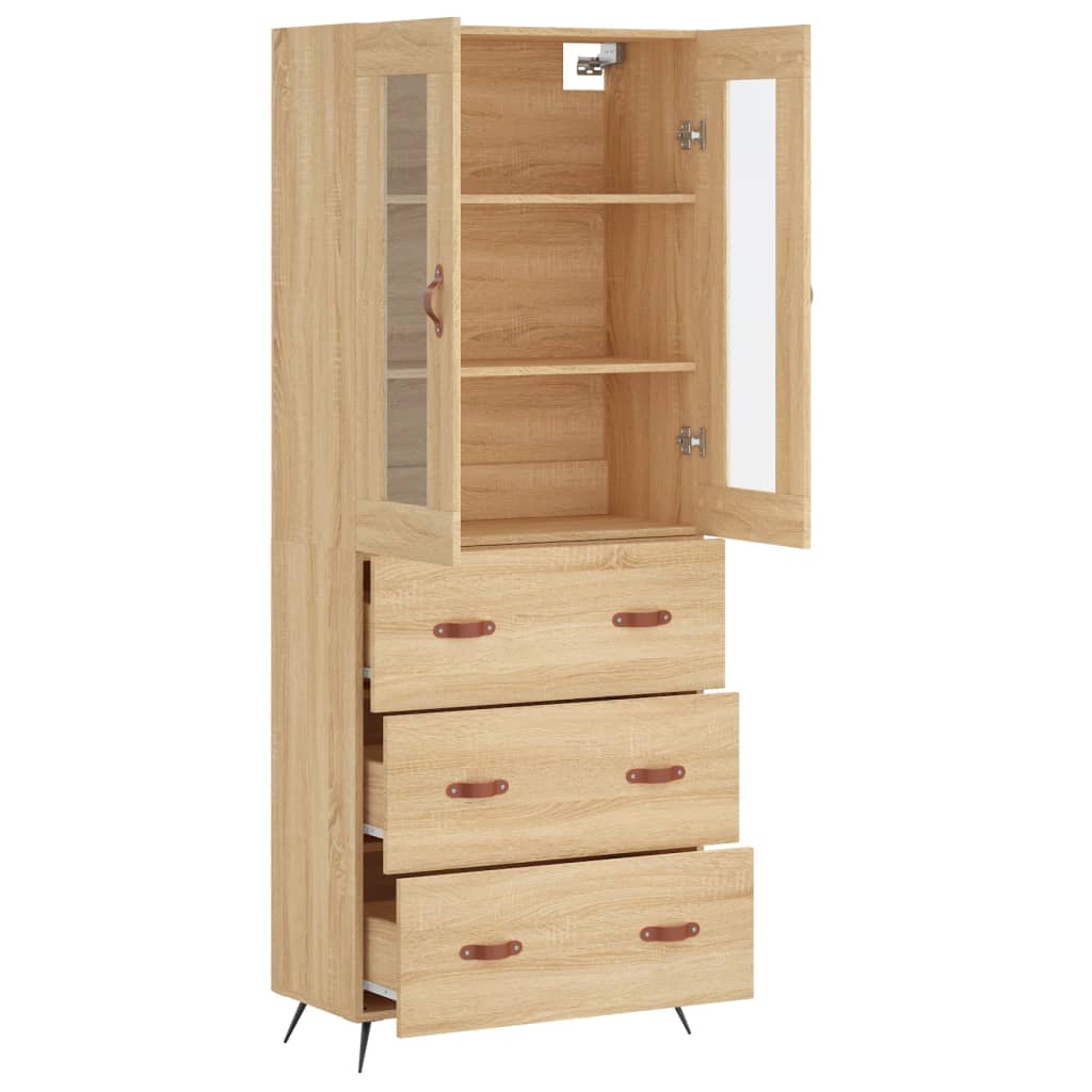 højskab 69,5x34x180 cm konstrueret træ sonoma-eg