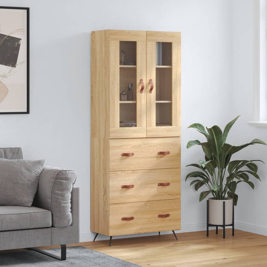 højskab 69,5x34x180 cm konstrueret træ sonoma-eg