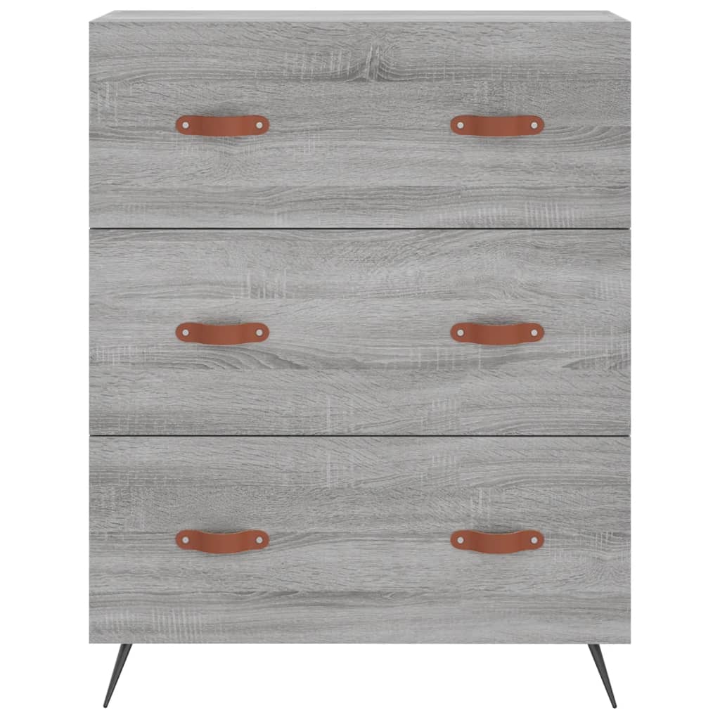 højskab 69,5x34x180 cm konstrueret træ grå sonoma-eg