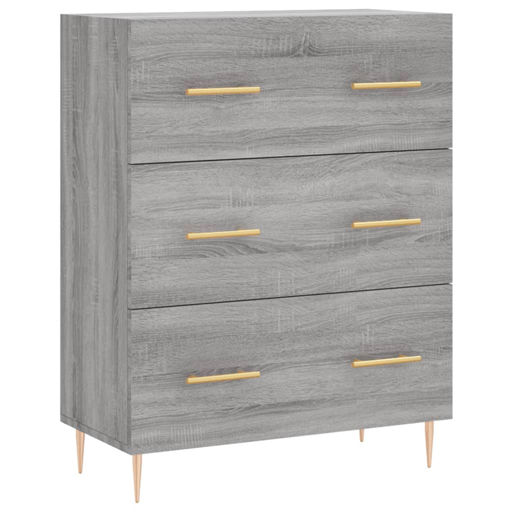 højskab 69,5x34x180 cm konstrueret træ grå sonoma-eg