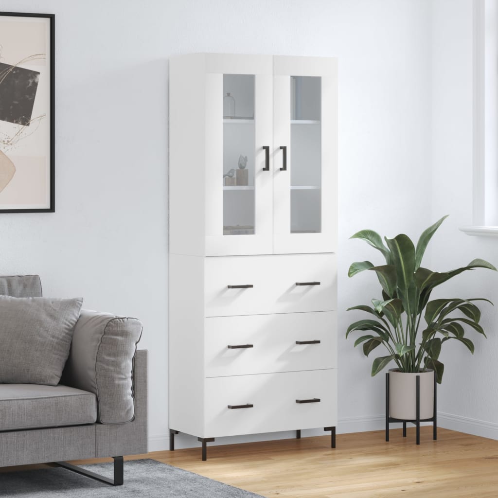 højskab 69,5x34x180 cm konstrueret træ hvid