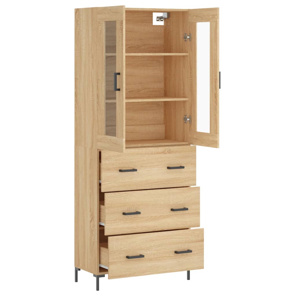 højskab 69,5x34x180 cm konstrueret træ sonoma-eg