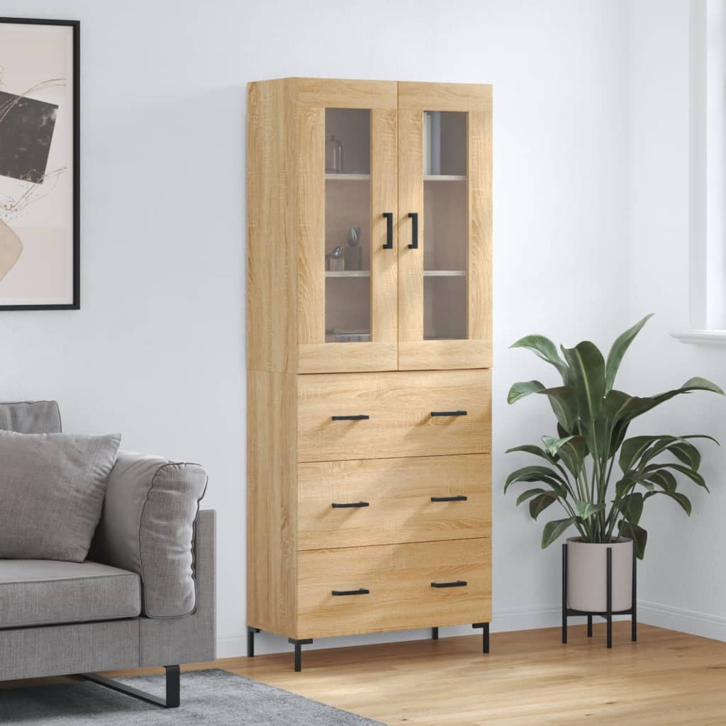 højskab 69,5x34x180 cm konstrueret træ sonoma-eg