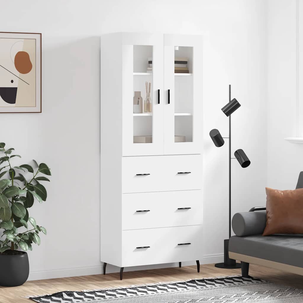 højskab 69,5x34x180 cm konstrueret træ hvid
