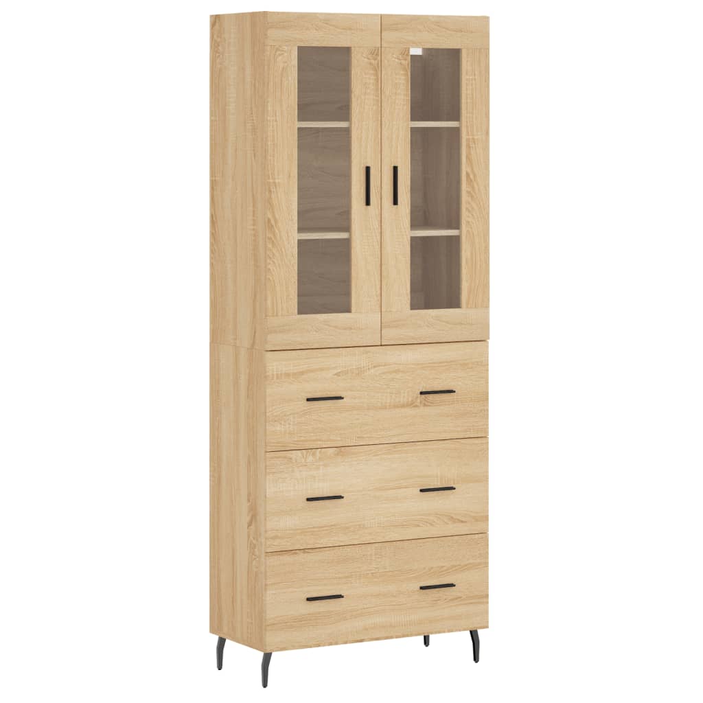 højskab 69,5x34x180 cm konstrueret træ sonoma-eg