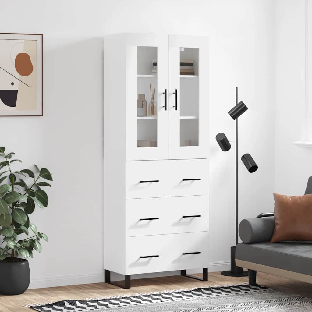 højskab 69,5x34x180 cm konstrueret træ hvid