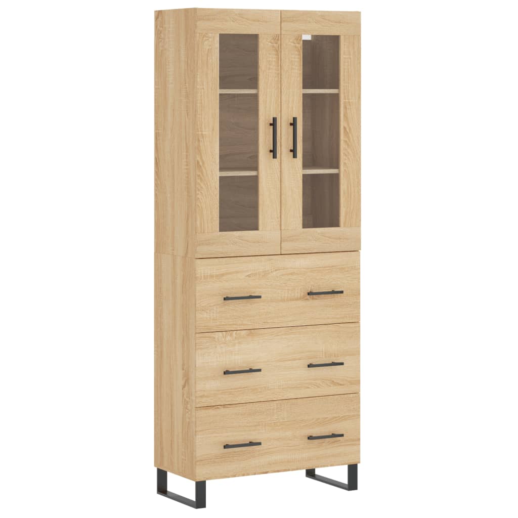 højskab 69,5x34x180 cm konstrueret træ sonoma-eg