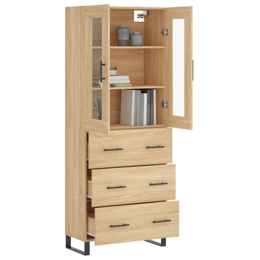 højskab 69,5x34x180 cm konstrueret træ sonoma-eg