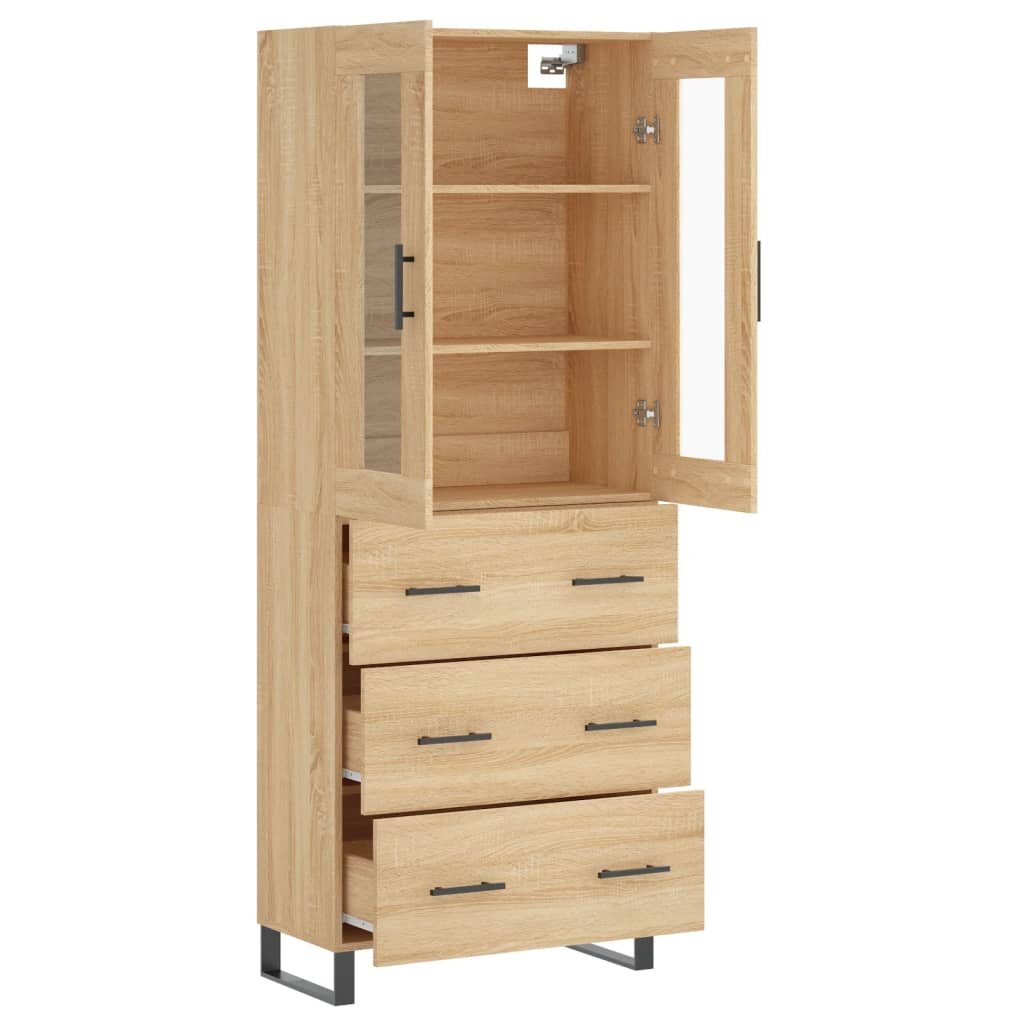højskab 69,5x34x180 cm konstrueret træ sonoma-eg