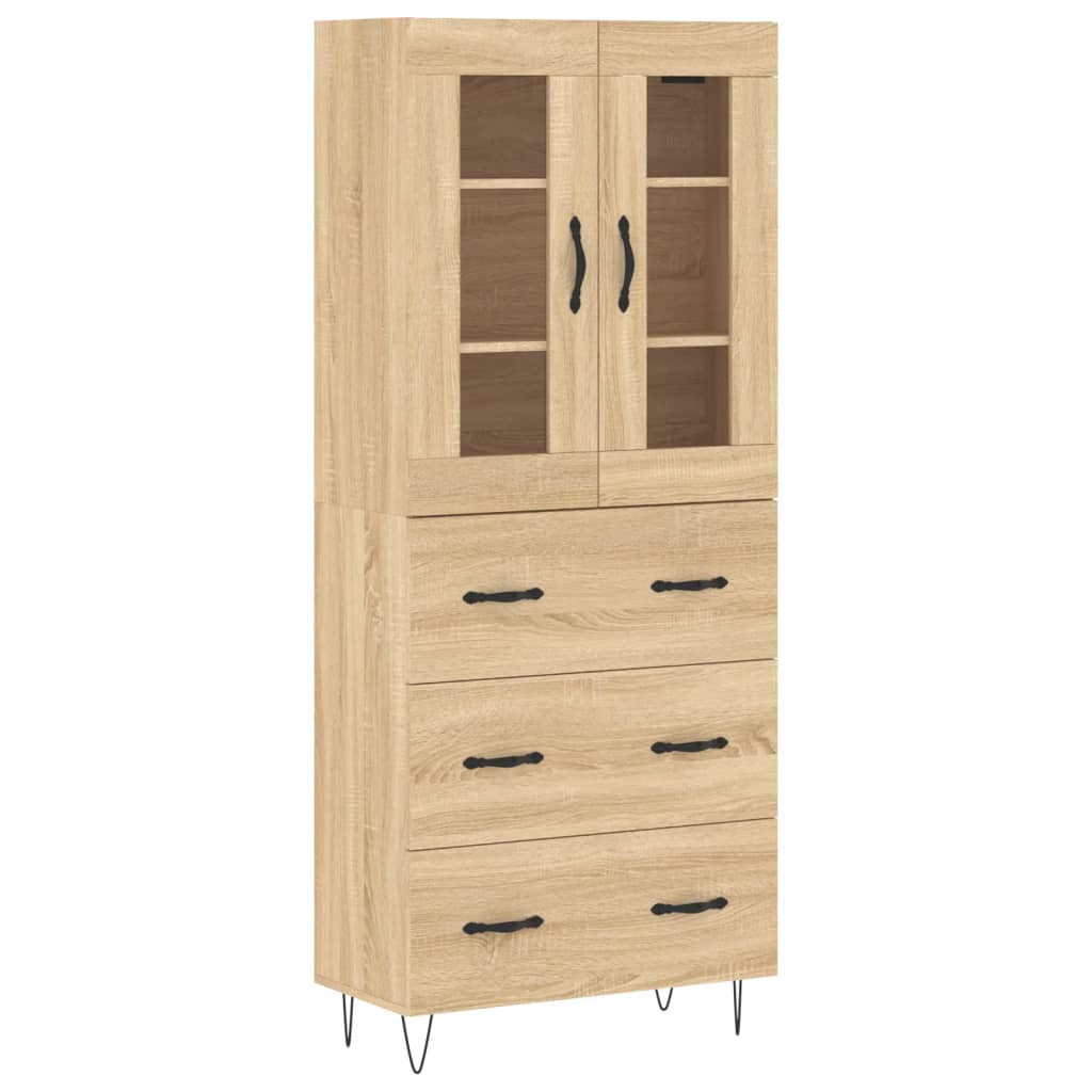 højskab 69,5x34x180 cm konstrueret træ sonoma-eg