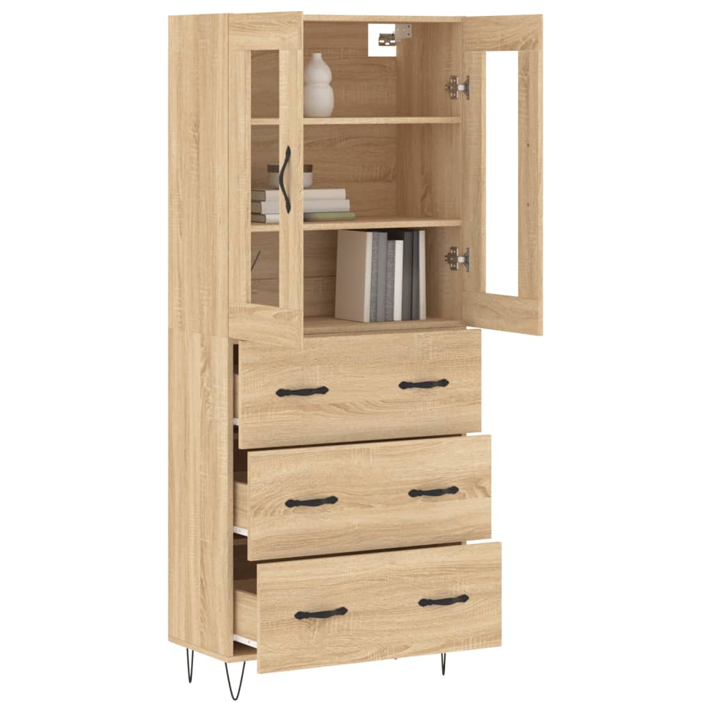 højskab 69,5x34x180 cm konstrueret træ sonoma-eg