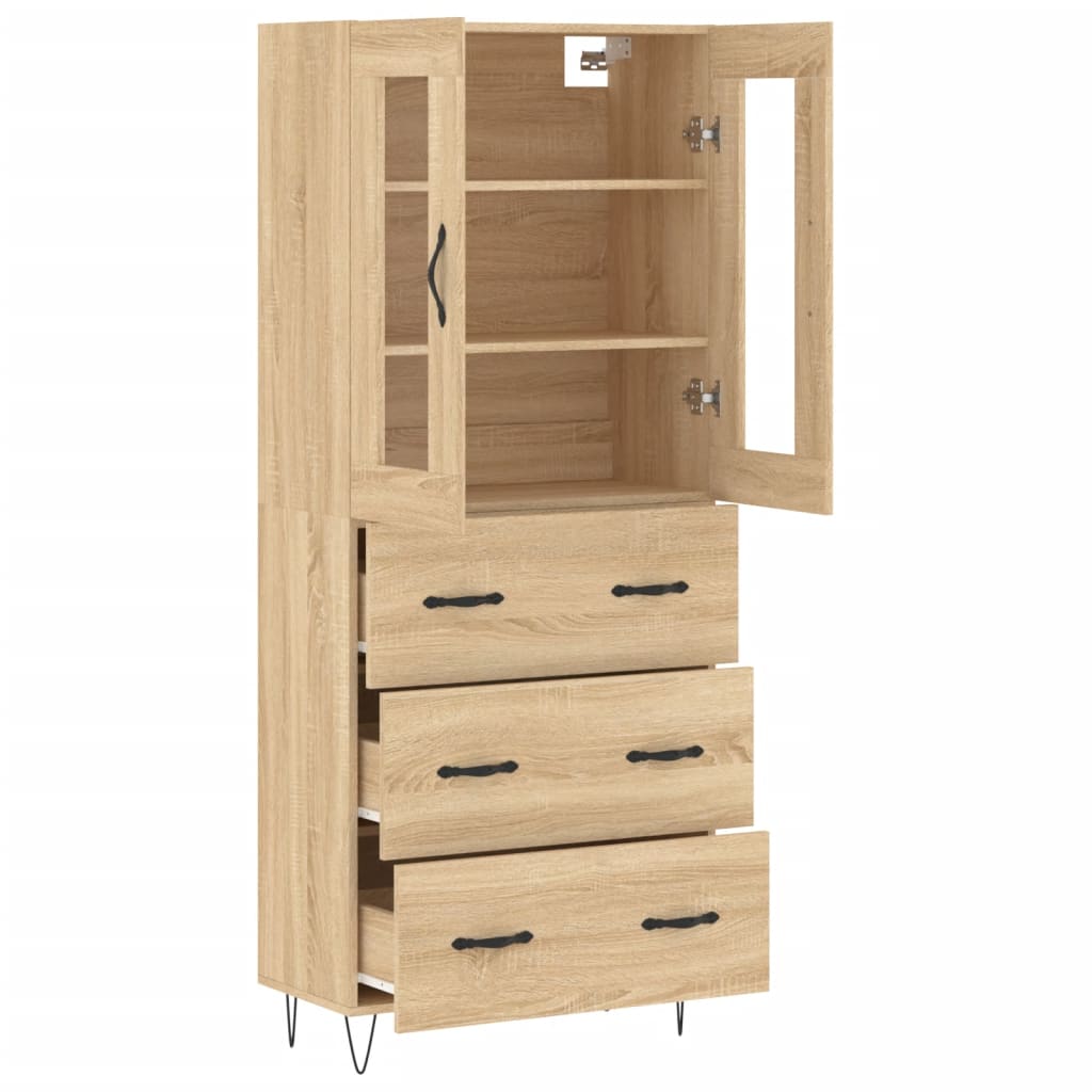 højskab 69,5x34x180 cm konstrueret træ sonoma-eg
