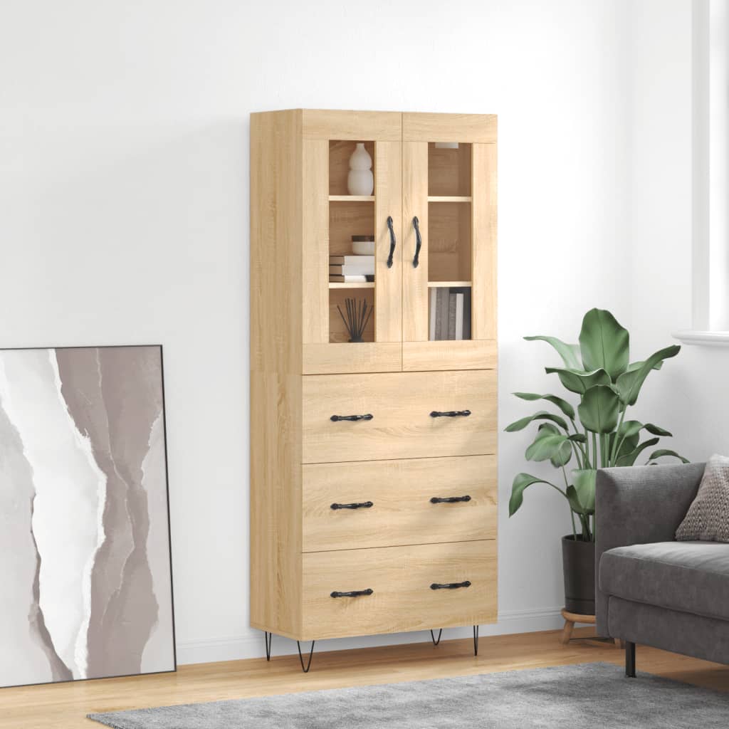 højskab 69,5x34x180 cm konstrueret træ sonoma-eg