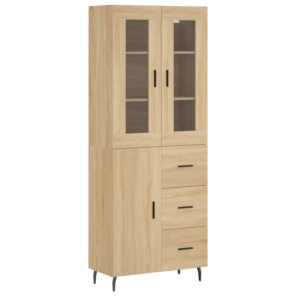 højskab 69,5x34x180 cm konstrueret træ sonoma-eg