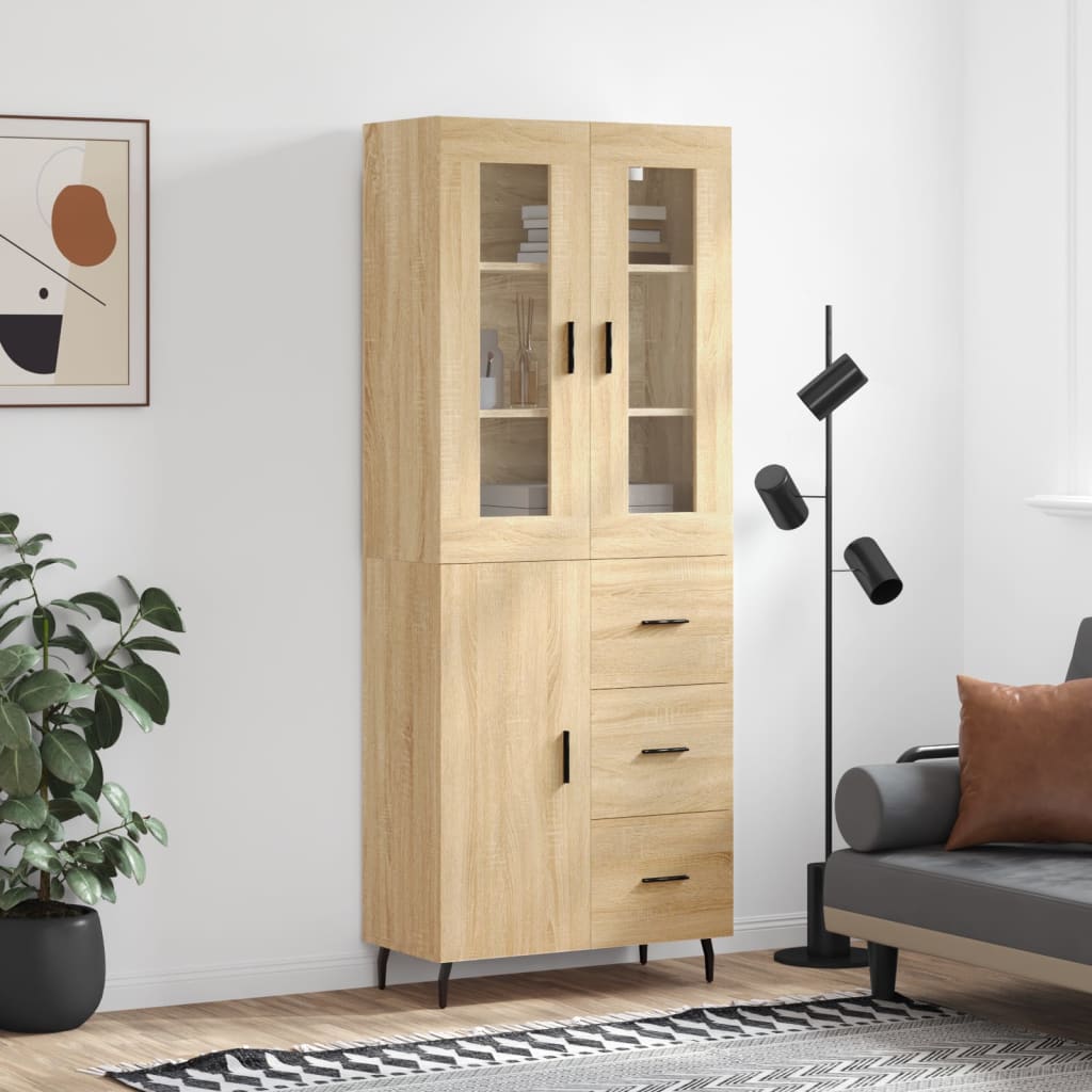 højskab 69,5x34x180 cm konstrueret træ sonoma-eg