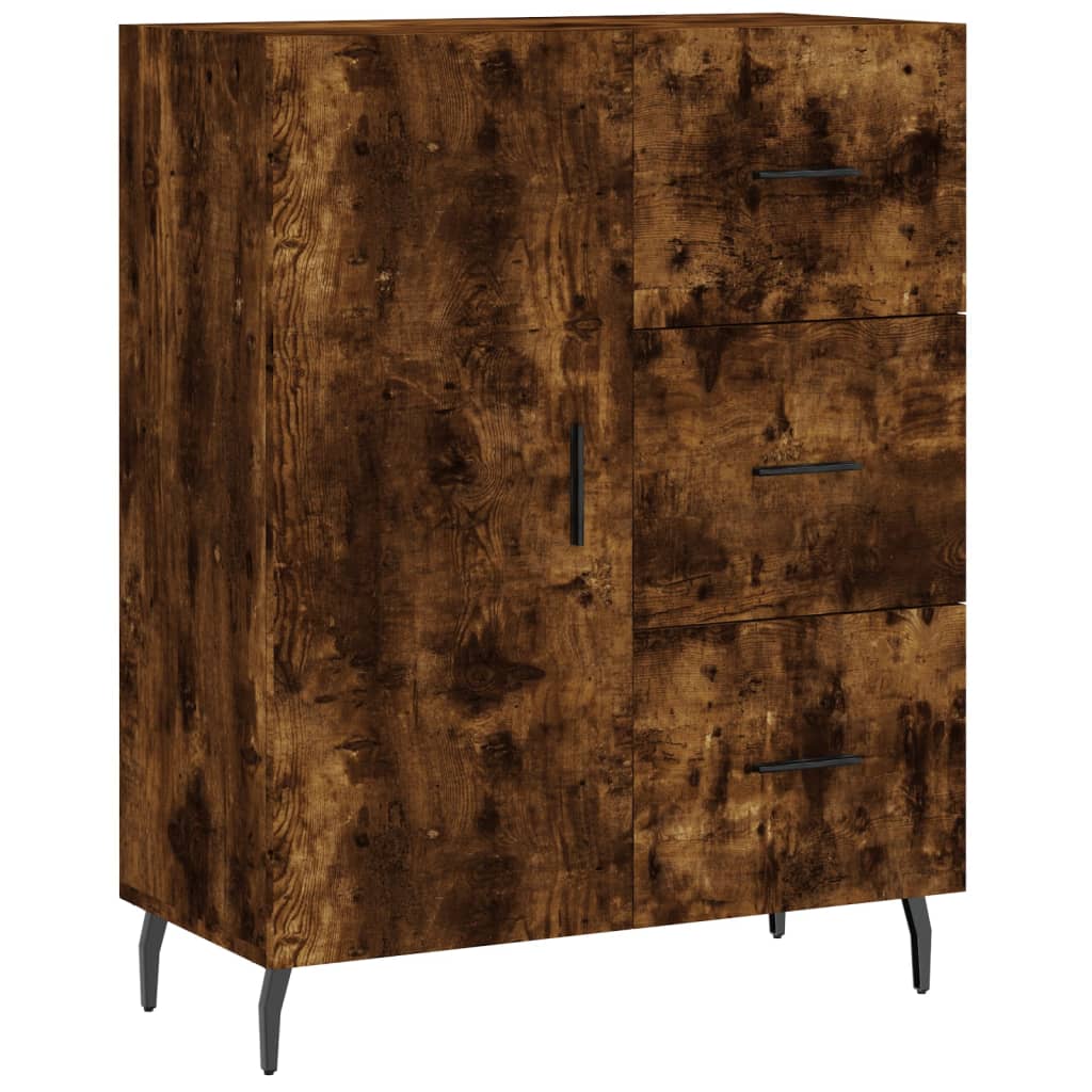 højskab 69,5x34x180 cm konstrueret træ røget egetræsfarve