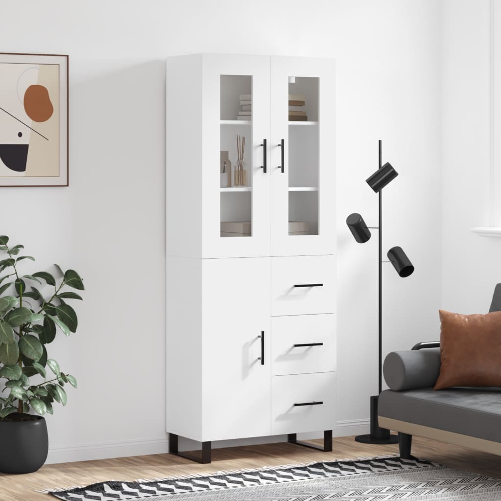 højskab 69,5x34x180 cm konstrueret træ hvid