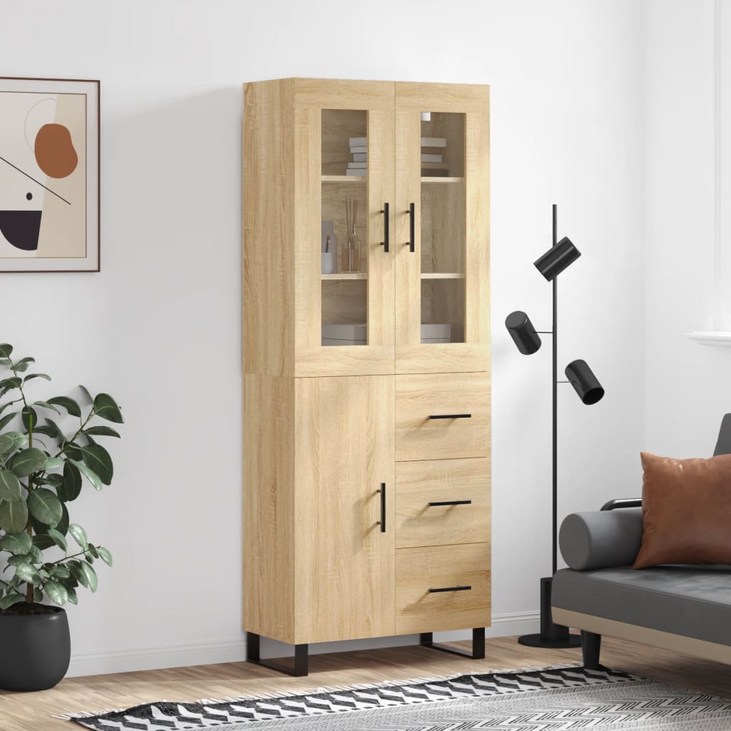 højskab 69,5x34x180 cm konstrueret træ sonoma-eg