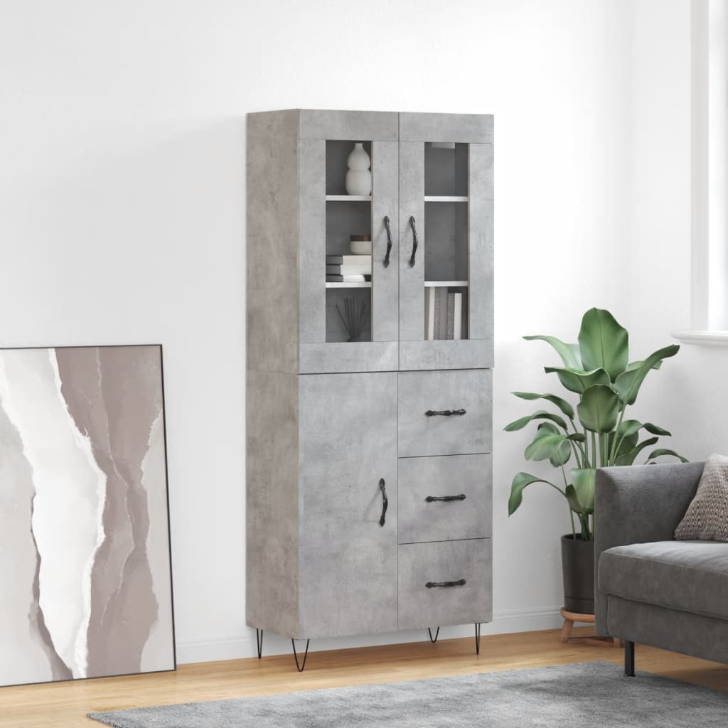 højskab 69,5x34x180 cm konstrueret træ betongrå