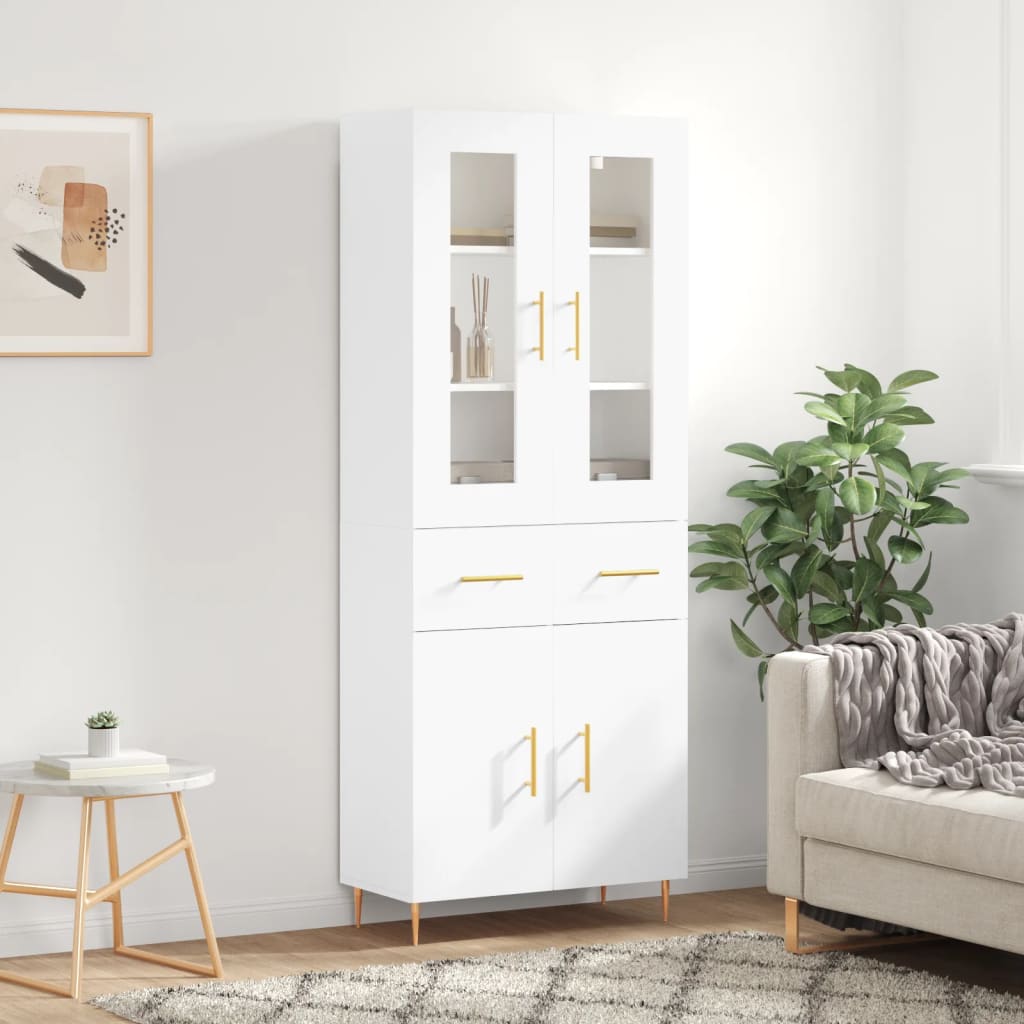 højskab 69,5x34x180 cm konstrueret træ hvid