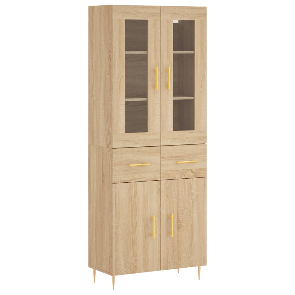 højskab 69,5x34x180 cm konstrueret træ sonoma-eg