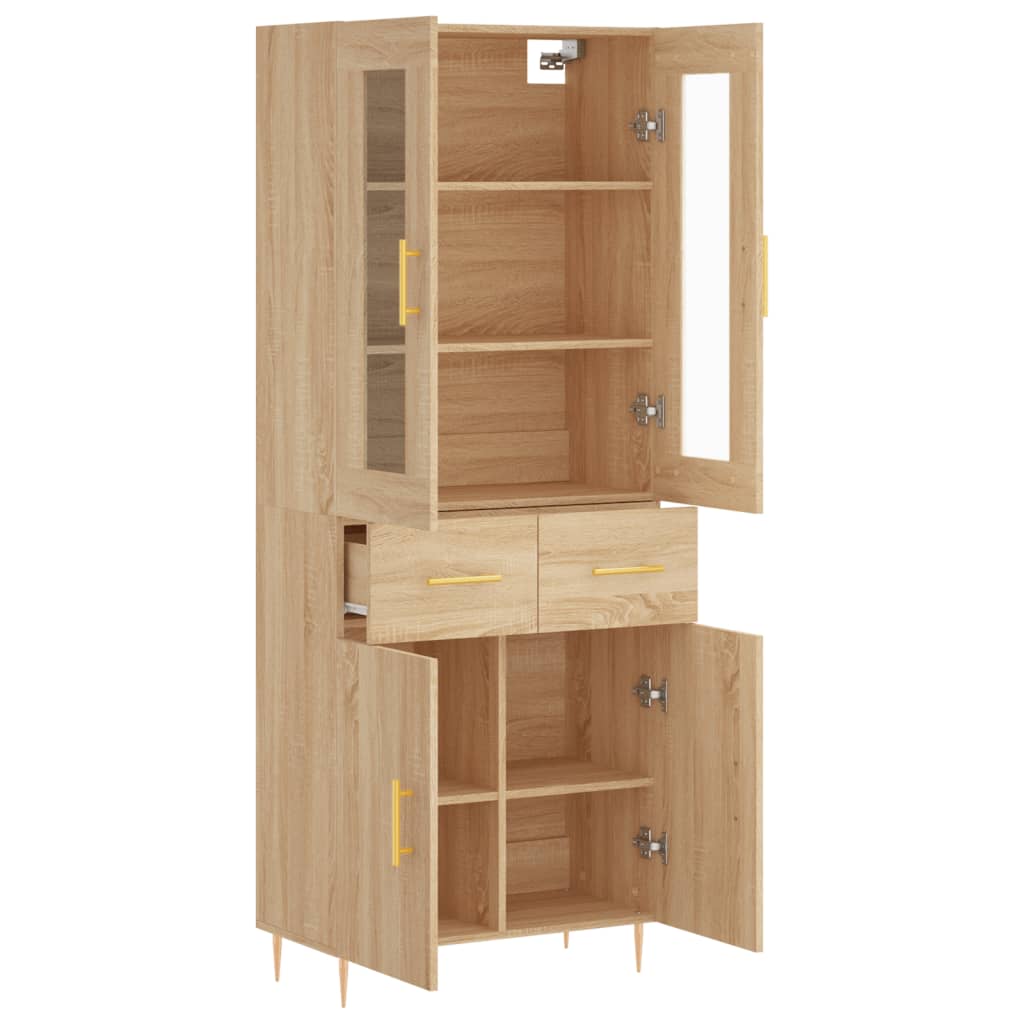 højskab 69,5x34x180 cm konstrueret træ sonoma-eg