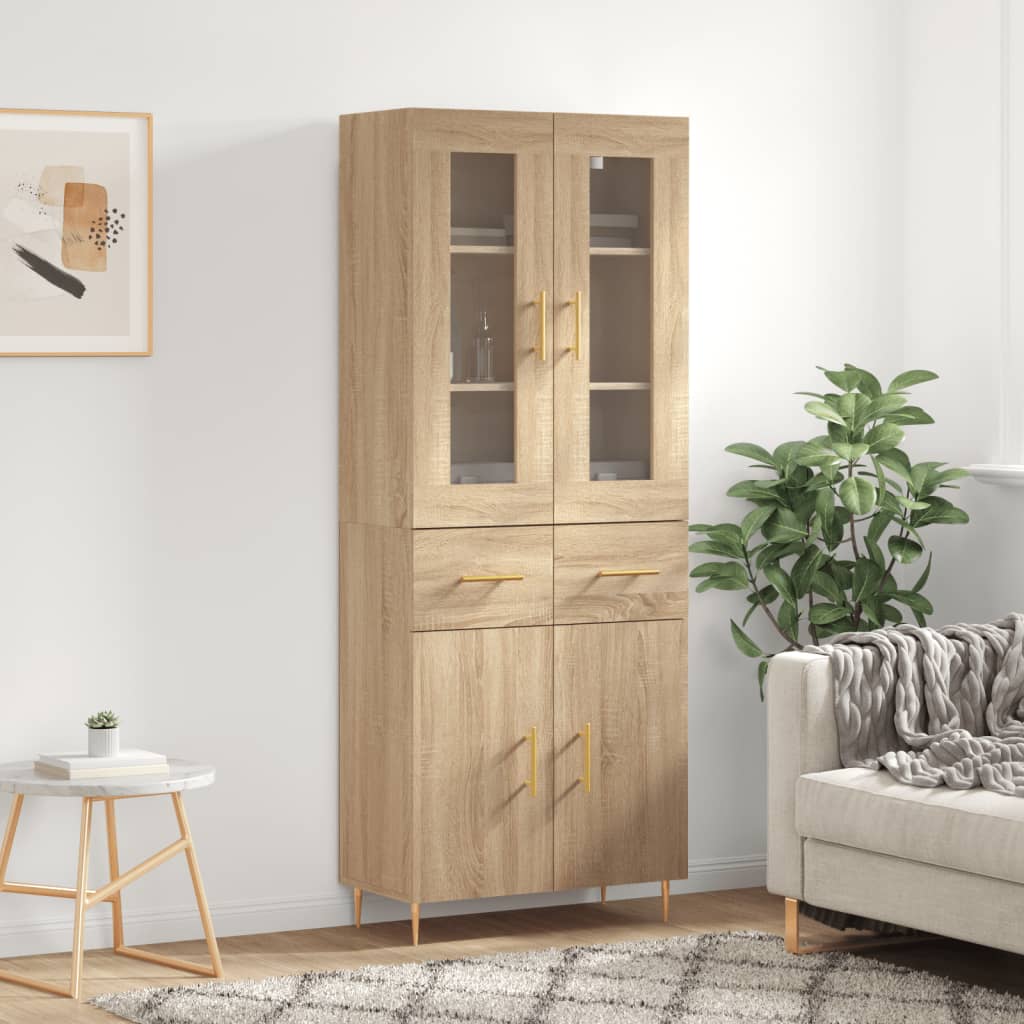 højskab 69,5x34x180 cm konstrueret træ sonoma-eg