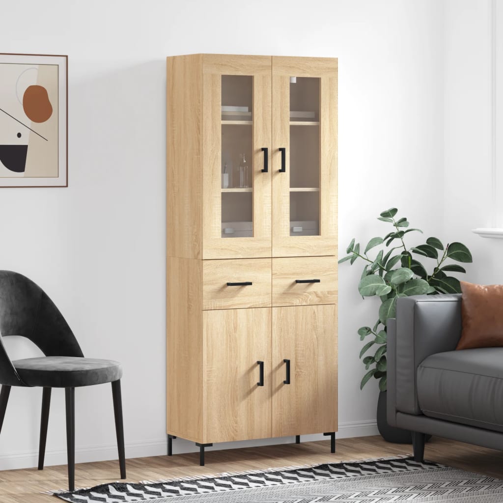 højskab 69,5x34x180 cm konstrueret træ sonoma-eg