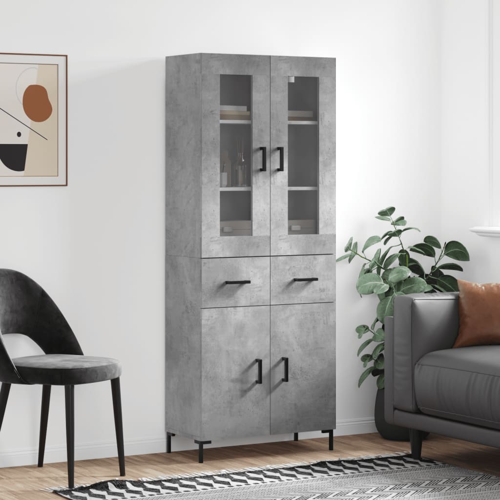 højskab 69,5x34x180 cm konstrueret træ betongrå
